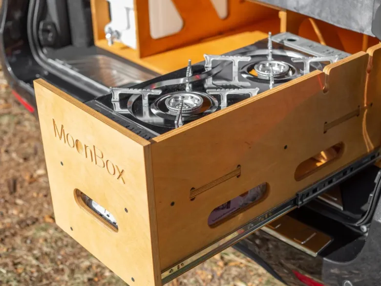 Moonbox bestelbus/bus 115cm natur campingbox met tafel