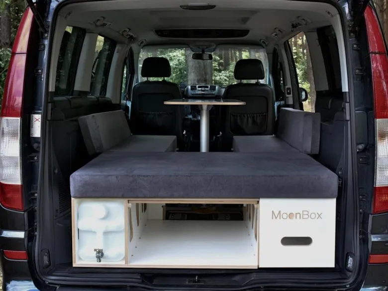 Moonbox 119 cm witte Bus campingbox met tafel