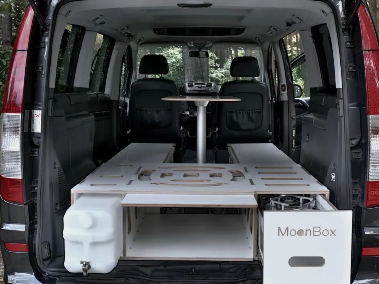 Moonbox 119 cm witte Bus campingbox met tafel