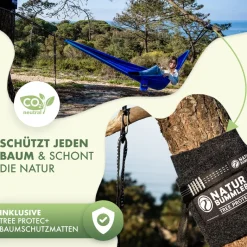Naturbummler 300 x 170 hangmat met boombeschermingsmatten - blue