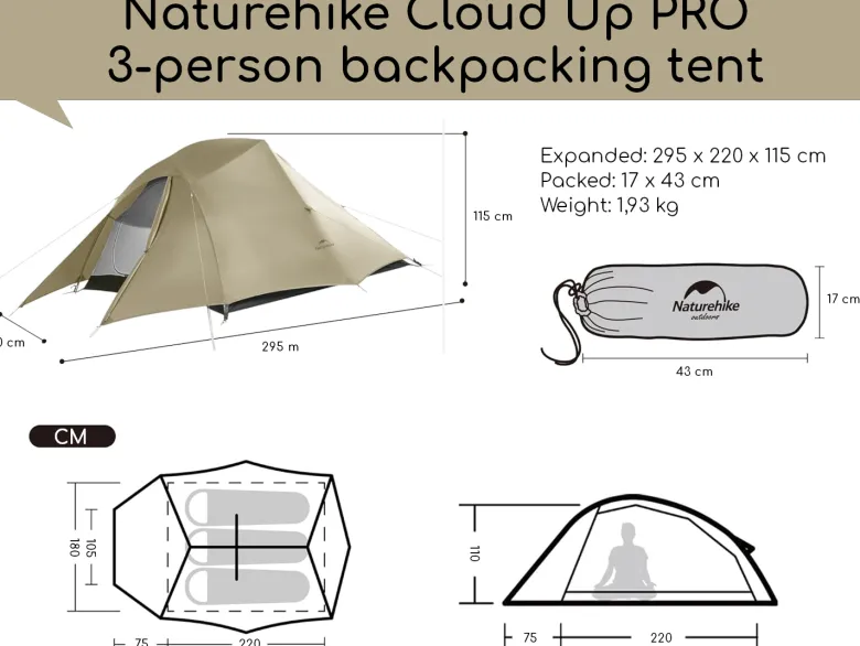 Naturehike Cloud Up 3 PRO tent - Brown