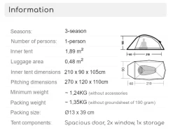 Naturehike Cloud Up 1 PRO tent - Navy Blue