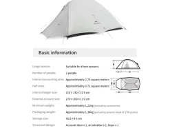Naturehike Cloud Up 2 Ultra Light trekkerstent - White