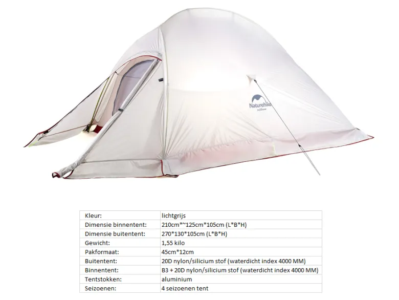 Naturehike Cloud Up 2 Upgraded 4-seizoenen tent