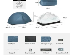 Naturehike Mongar 2 BASE koepeltent - Blue