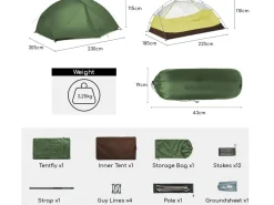 Naturehike Mongar 3 BASE koepeltent - Green
