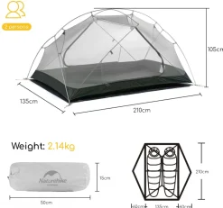 Naturehike Mongar 2 koepeltent - White