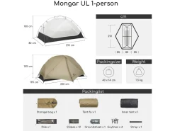 Naturehike Mongar 1 UL tent - Khaki