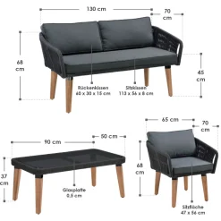 Neapel gevlochten zwarte loungeset