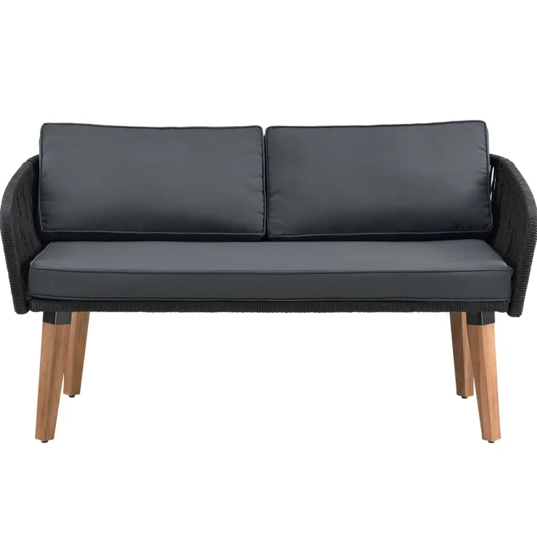 Neapel gevlochten zwarte loungeset