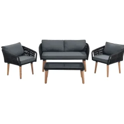 Neapel gevlochten zwarte loungeset