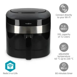 Nedis kaaf180bkw smartlife heteluchtfriteuse - zwart