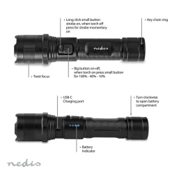 Nedis LTRR10WBK LED-Zaklamp