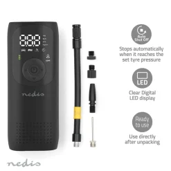 Nedis paac10bk oplaadbare luchtcompressor - zwart