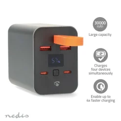 Nedis PBKPD100W25BK powerbank - 30000 mAh