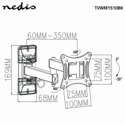 Nedis TVWM1510BK draai- en kantelbare TV-muurbeugel