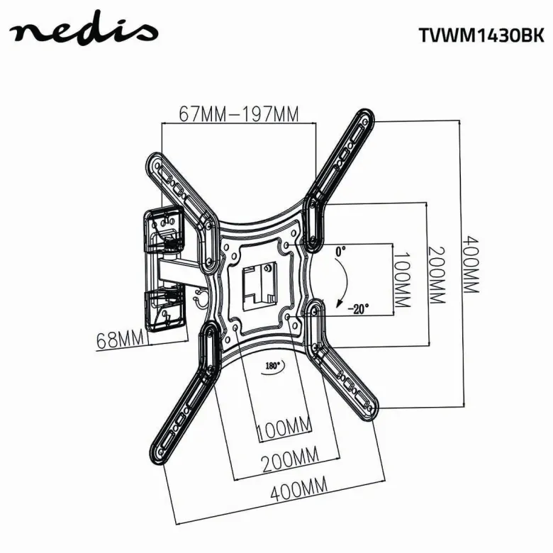 Nedis TVWM1430BK TV- beugel - 23-55 inch