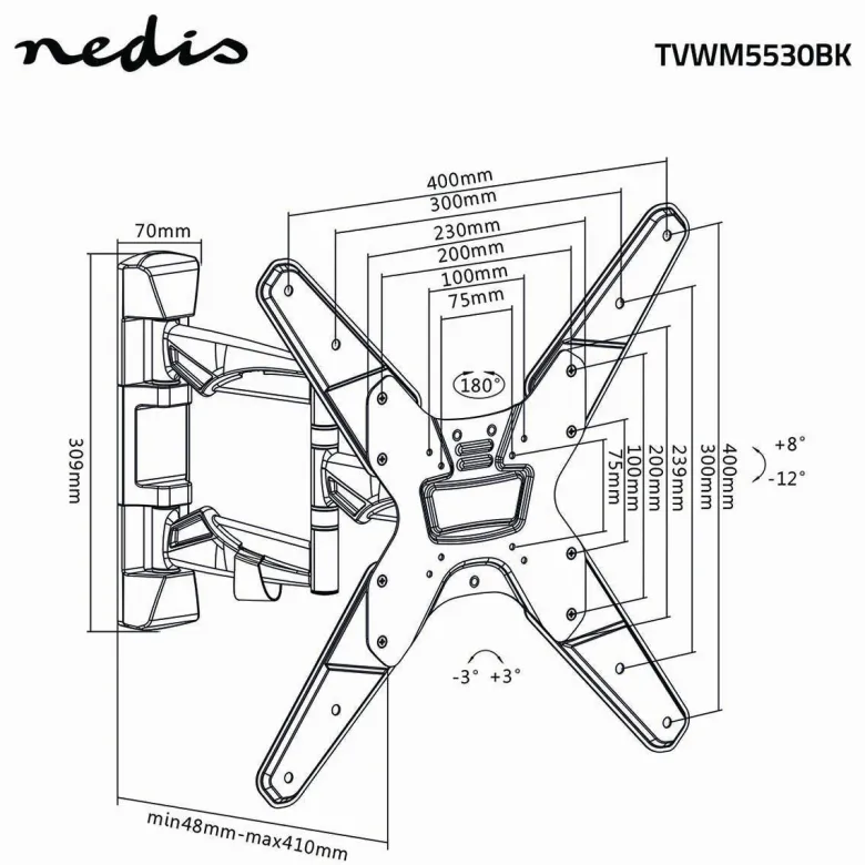 Nedis TVWM5530BK tv-beugel - 23-55 inch