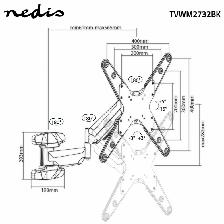 Nedis TVWM2732BK Verticale TV-Muurbeugel