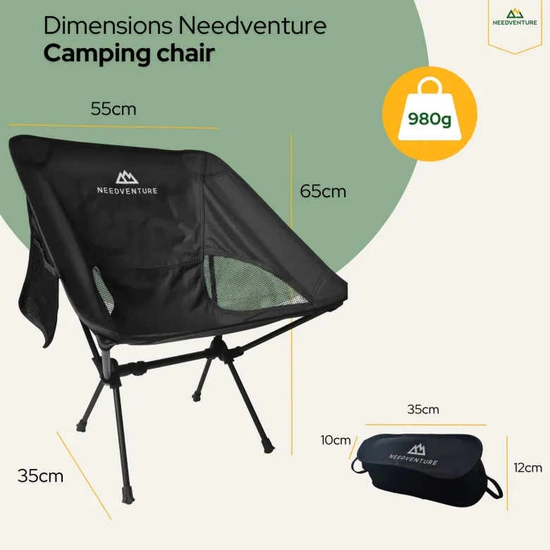 Needventure opvouwbare kampeerstoel - Black