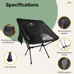 Needventure opvouwbare kampeerstoel - Black