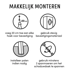 Nesling vierkant-rechthoek schaduwdoek bevestigingsset