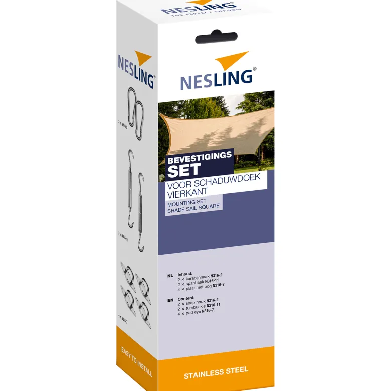 Nesling vierkant-rechthoek schaduwdoek bevestigingsset