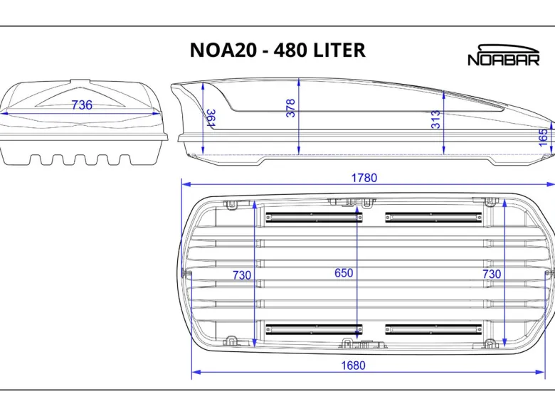 Noabar NOA20 480 liter dakkoffer - Matt Black
