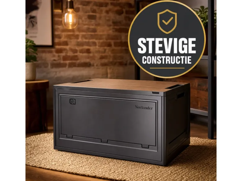 Norlander opvouwbaar krat met houten deksel - Anthracite