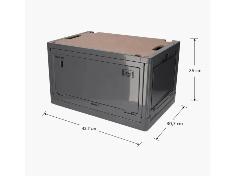 Norlander opvouwbaar krat met houten deksel - Anthracite