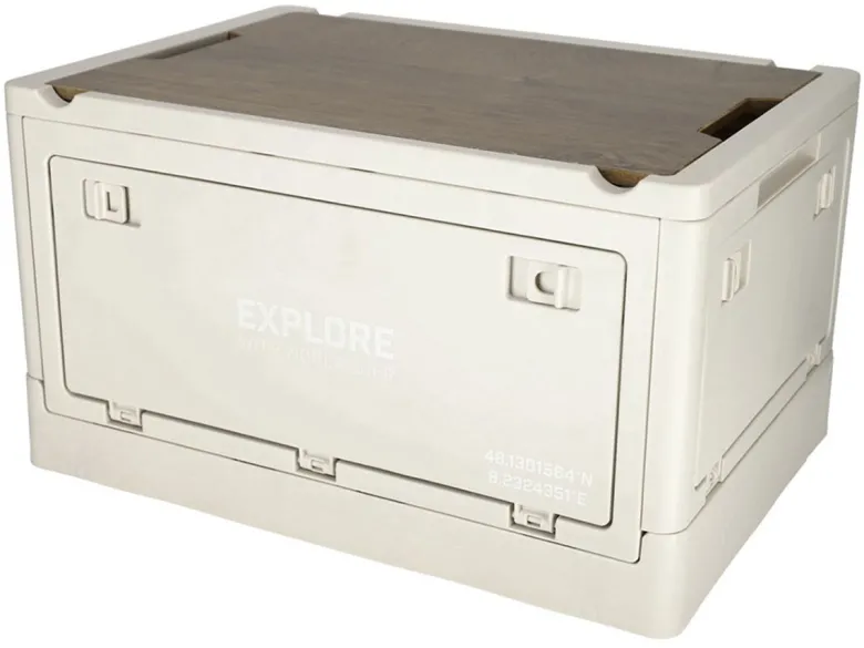 Norlander opvouwbaar krat met houten deksel - Off White