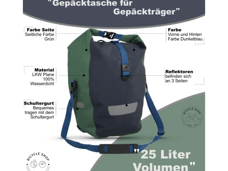 Nraveik Bagagedragertas Groen RollTop