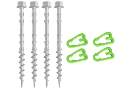 Obelink Alphagrip alu schroefharingen met haringclips 20 cm - set van 4