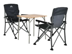 Obelink Bamboo Compact 65 en Chairman Anthracite tafel met vouwstoelen