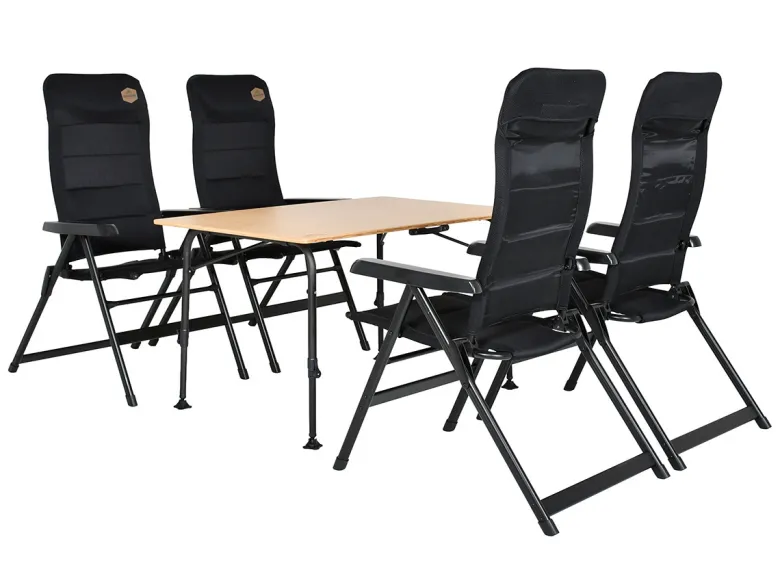 Obelink Bamboo Stabiel 120 en Ambassador Black tafel met standenstoelen