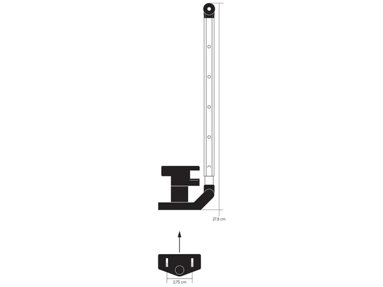 Obelink 27,8 cm klik-klak raamuitzetter met hendel - rechts