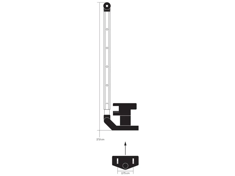 Obelink 27,8 cm klik-klak raamuitzetter met hendel - links