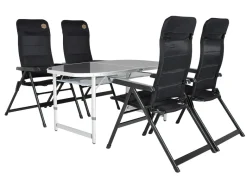 Obelink Cyprus 150 Grey en Ambassador Black tafel met standenstoelen