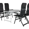 Obelink Cyprus 150 Grey en Queen Luxe 3D Black tafel met standenstoelen