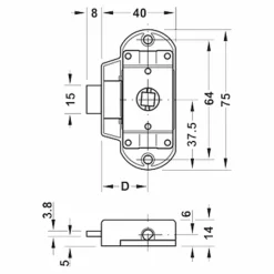 Obelink metalen draaistangslot - 25 mm
