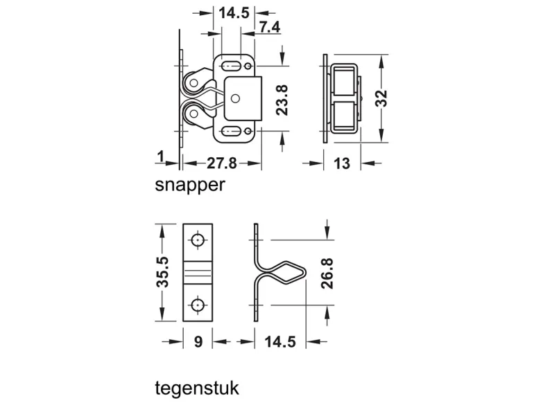 Obelink metalen dubbele rolsnapper