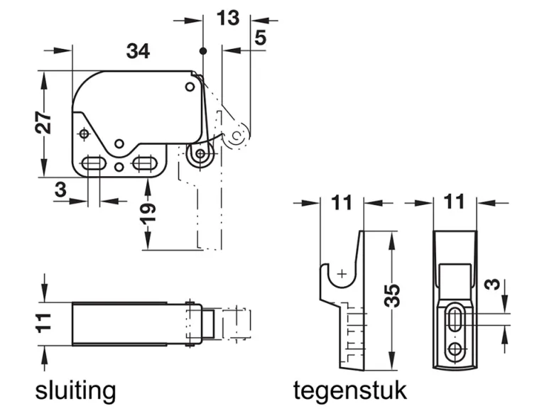 Obelink mini latch met houder