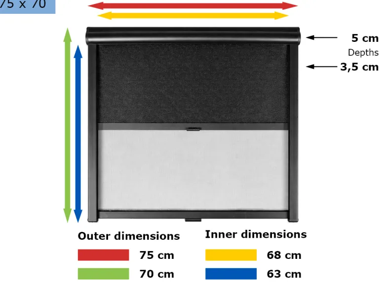 Obelink Velum combirollo black - 75 x 70 cm
