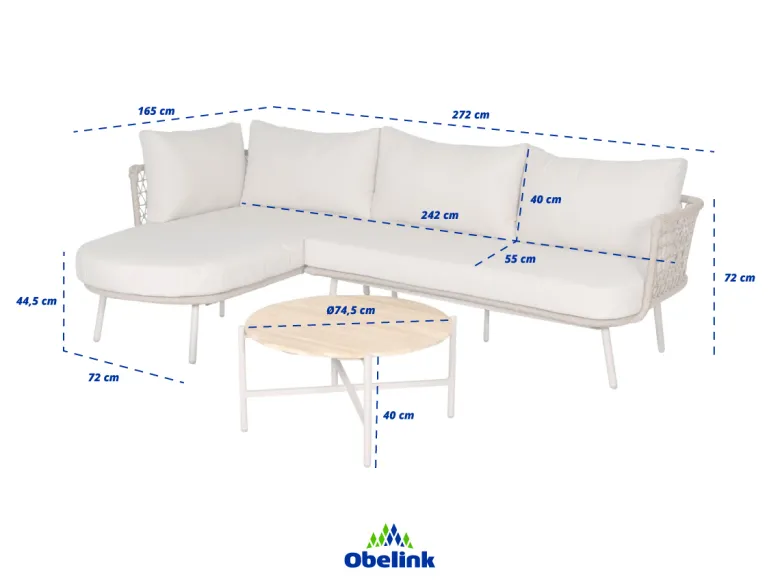 Outdoor Feelings Sonja chaise longue loungeset - Rechts