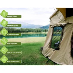 OutdoorU Family 5 Pers daktent incl. voortent & ladder - Khaki