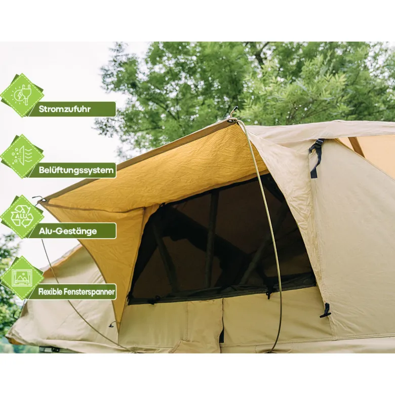 OutdoorU Family 5 Pers daktent incl. voortent & ladder - Khaki