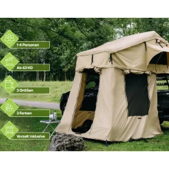 OutdoorU Family 5 Pers daktent incl. voortent & ladder - Khaki