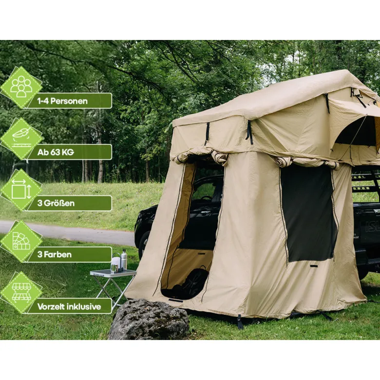 OutdoorU Family 5 Pers daktent incl. voortent & ladder - Khaki