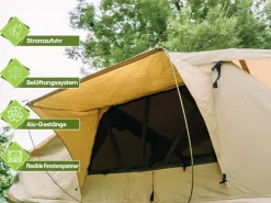OutdoorU Family 5 Pers daktent incl. voortent& ladder - Green
