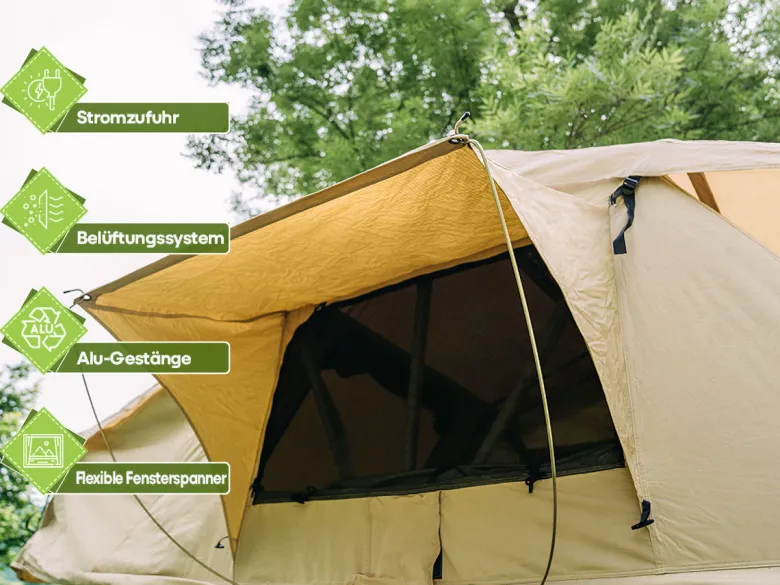 OutdoorU Family 5 Pers daktent incl. voortent& ladder - Green